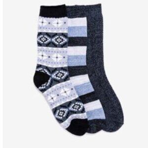 Women's 3 Pair Boot Socks by MUK LUKS  Moody Blue NWT